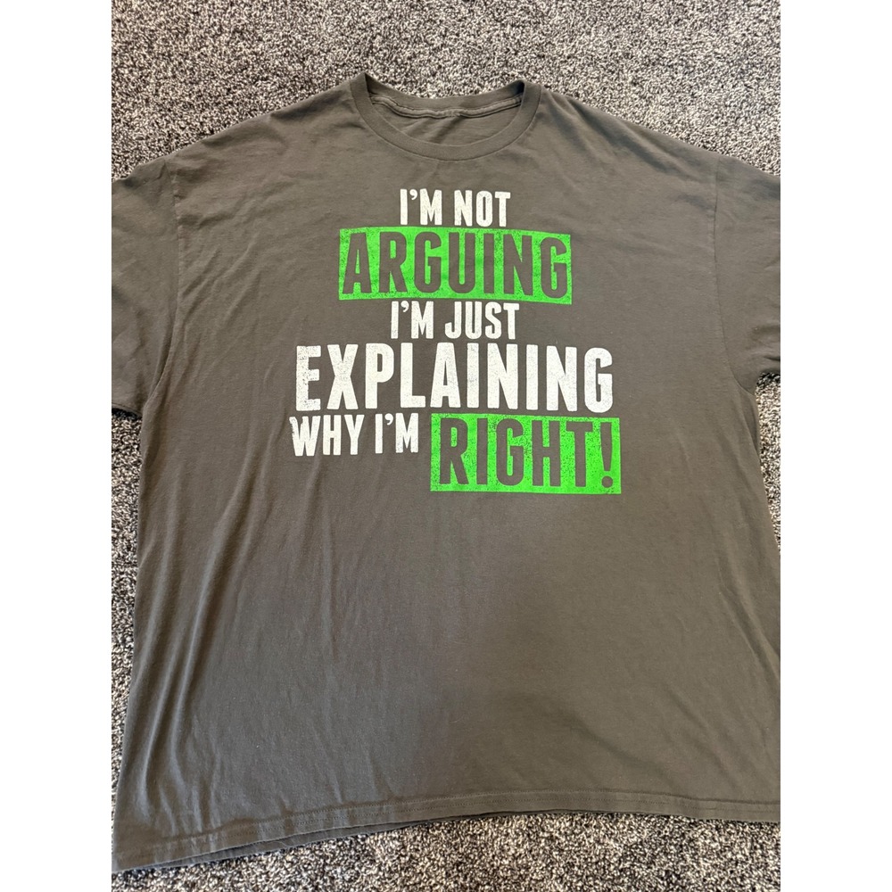 Mens I'm Not Arguing Just Explaining Why I'm Right Graphic T-Shirt Gray XL